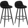 WOLTU 2x Sgabelli da Bar Moderni, Sedie Alte da Cucina con Schienale e Poggiapiedi, Seduta Imbottita, Sgabelli in Velluto e Metallo, Altezza Seduta 70cm, Nero BH364sz-2