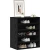 vidaXL Mobile per scarpe Rovere Nero 60 x 35 x 70 cm Legno multistrato, Scaffale per scarpe moderno, organizer resistente, soluzione compatta per l'ingresso, armadietto rettangolare