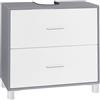 eSituro Mobiletto sotto Lavabo Salvaspazio, Mobile da Bagno con 2 Cassetti e 2 Cubi Interni, Armadio Bagno con Foro per Sifone 15x20 cm, Gambe Rialzate, bianco+grigio, 60x30x60 cm