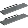 WOLTU Mensola da Muro, Set di 2, Scaffale Sospeso da Parete Libreria Piccola per Soggiorno Cameretta Porta CD DVD, Pannello MDF 100x22,9x3,8cm, Grigio Lucido, RG9482gr-2