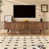 FAYICIC Mobile TV 175 cm con porta scorrevole in rattan, effetto noce e ampio spazio di archiviazione, in MDF con scomparti aperti, cassetti e armadi, design naturale