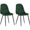 Lestarain set di 2 Sedie da Pranzo in Velluto, Verde Scuro