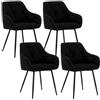 WOLTU Set di 4 Sedie da Pranzo con Braccioli e Schienale, Sedie Cucina Moderna in Velluto, Poltrone da Salotto con Gambe in Metallo, Sedie ergonomiche per Ufficio, Bar, Nero,