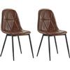 Lestarain set di 2 Sedie da Pranzo in PU, Marrone | Sedie da Cucina con Schienale, Sedia Ergonomica con Gambe Metalliche, Seduta Imbottita