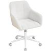 WOLTU Sedia Ufficio con Braccioli e Rotelle, Poltroncina Regolabile in Altezza Girevole, Sedia da Trucco, Bouclé + PU, Crema+Grigio BS175grcm