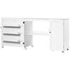 LIFEZEAL 3 in 1 Armadietto per Cucito, Tavolo per Macchina da Cucire, Salvaspazio, Pieghevole, Mobile, Tavolo da Stiro, Credenza, 6 Ruote, 3 Mensole e 1 Ripiano, Ampio Piano, 158,5x50x74cm (bianco)