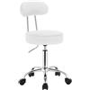 WOLTU Sedie Ufficio Sedia da Scrivania Sgabello con Schienale 47-59cm PU Cromato Girevole Moderno, per Ufficio, Salone, Massaggio, Toeletta Trucco, Bianco