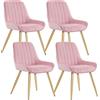 Lestarain 4x Poltroncina da Sala Pranzo Soggiorno Sedia da Scrivania per Cameretta con Schienale Poltrona in Velluto Gambe d'oro in Metallo Rosa LCNI73009-4