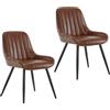 Lestarain 2x Poltroncina da Sala Pranzo Soggiorno Sedia da Scrivania per Cameretta con Schienale Poltrona in PU Gambe in Metallo Marrone LCNI73001-2