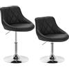 WOLTU Set di 2 Casa Sedia Alta per Cucina con Schienale in PU, senza Poggiapiedi, l'altezza può essere regolata tra 42-58 cm, Nero, BH241sz-2