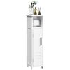 EUGAD Porta Carta Igienica da Terra, Mobile a Colonna, Mobiletto da Bagno Salvaspazio Stretto con Anta, Portarotolo Carta Igienica Bianco, in Legno, 18x18x71 cm