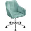 WOLTU Sedia Ufficio in Velluto con Braccioli e Rotelle, Poltroncina Regolabile in Altezza Girevole, Sedia da Trucco, Turchese, BS145ts