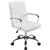 Yaheetech Sedia Ufficio Scrivania Bianca Ergonomica Ecopelle Altezza Regolabile Girevole a Rotelle Reclinabile per Computer Imbottita con Braccioli Portata 130 kg