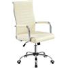 Yaheetech Sedia/Poltrona da Ufficio Ergonomica con Schienale Alto Reclinabile in Finta Pelle da Scrivania a Rotelle Girevole Altezza Regolabile Beige