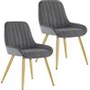 Lestarain 2x Poltroncina da Sala Pranzo Soggiorno Sedia da Scrivania per Cameretta con Schienale Poltrona in Velluto Gambe d'oro in Metallo Grigio scuro LCNI73006-2