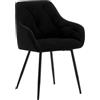 WOLTU Sedia per Sala da Pranzo con Braccioli e Schienale, in Velluto, Poltrona da Salotto con Gambe in Metallo, Sedia ergonomica per Ufficio, Bar, Nero,