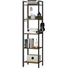 WOLTU Libreria a 5 Ripiani, Scaffale con 4 Ganci Industriale | Scaffale a Scala in MDF e Metallo per Soggiorno, Cucina, Studio, Ufficio, Nero, 40x30x152,5 cm