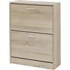 Baroni Home Scarpiera Salva spazio Slim in Legno Melaminico da Ingresso. Portascarpe da 12 paia con 2 Ante a Ribalta e Doppia Profondità 24x63x81 cm