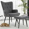 Clevich Poltrona Relax con Poggiapiedi, Comoda Sedia da Lettura in Grigio - Poltrone per Salotto & Camera, Fino a 168kg