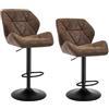 WOLTU Sgabelli Cucina con Schienale Set 2, Regolabile, PU Marrone Scuro
