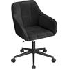 WOLTU Sedia Ufficio in Velluto con Braccioli e Rotelle, Poltroncina Regolabile in Altezza Girevole, Sedia da Trucco, Nero, BS145sz