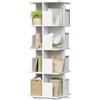 EUGAD Libreria Girevole a 360°, Scaffale Multilivello Moderno con Kit Antiribaltamento, Ripiano per Soggiorno Ufficio, 40x40x129cm, Bianco