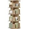 EUGAD Libreria Girevole a 360°, Scaffale Multilivello Moderno con Kit Antiribaltamento, Ripiano per Soggiorno Ufficio, 40x40x129cm, Rovere Chiaro