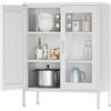 MetaCate lnov Mobile Contenitore in Acciaio a 2 Ante a Rete con 2 Ripiani Regolabili e Chiusura Magnetica, Armadio per Ufficio e Casa, Armadio in Acciaio, 40 x 80 x 102 cm, Bianco