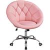 Yaheetech Sedia da Scrivania Ufficio Imbottita in Finta Pelle Poltroncina Reclinabile con Ruote Girevole Regolabile in Altezza Portata 136 kg per Studio, Camera da Letto, Ufficio Rosa