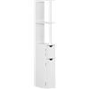 kleankin Mobiletto Bagno Salvaspazio a Colonna con 2 Ripiani e 2 Armadietti, Colonna Bagno in Legno per Salotto, Soggiorno, 15.2x29.8x118 cm, Bianco