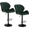 WOLTU Sgabelli Cucina con Schienale Set 2, Regolabile, Velluto Verde Scuro