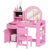 AIYAPLAY Set Toeletta Trucco per Bambini 3-8Anni 2 in 1 con Sedia, Rosa