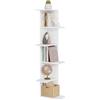 WOLTU Libreria ad Angolo, Scaffale Bianco a 6 Ripiani Aperti e Sfalsati, Scaffale Portaoggetti per Soggiorno, Camera da Letto, Ingresso, 37x37x140cm