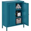 MetaCate lnov Mobile Armadietto in Metallo 2 Ante con 2 Ripiani Regolabili, Chiusura Magnetica, Mobile Autoportante da Terra per Casa Ufficio Cucina Bagno 30 x 60 x 80 cm, Blu