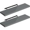 WOLTU Mensola da Muro, Set di 2, Scaffale Sospeso da Parete Libreria Piccola per Soggiorno Cameretta Porta CD DVD, Pannello MDF 80x22,9x3,8cm, Grigio Lucido, RG9480gr-2