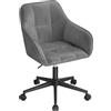 WOLTU Sedia Ufficio in Velluto con Braccioli e Rotelle, Poltroncina Regolabile in Altezza Girevole, Sedia da Trucco, Grigio Scuro+Nero, BS145dgr