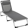 Outsunny Lettino Prendisole Pieghevole con Schienale Reclinabile su 4 Livelli, Sdraio da Giardino con Poggiatesta, in Alluminio e Texteline, per Spiaggia Piscina Giardino, 60x165x76 cm, Grigio