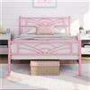 Yaheetech Struttura Letto Singolo in Ferro con Spazio Aggiuntivo Testiera a Forma di Nuvole Camera da Letto Ospiti Soggiorno 90 x 200 cm Rosa