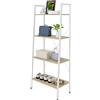 eSituro Scaffale Libreria a Scala Scaffale Porta oggetti in Acciaio Legno 4 Ripiani Design Industriale Scaffalatura Multifunzionale per Cucina Soggiorno Rovere Chiaro SSTR0039