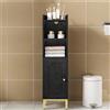 Hzuaneri Mobile a Colonna, Mobile da Bagno a Colonna, Armadietto Salvaspazio, Accanto al Water, con Ripiano Regolabile, Facile da Montare, Nero-Oro BC38204G