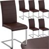 tectake® Set di 6 Sedie Sala da Pranzo, Schienale Ergonomico, Poltroncine in Similpelle Resistente, Sedie Sala da Pranzo Moderne Ideali per Cucina, Soggiorno e Camera da Letto - Marrone