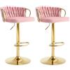WOLTU Sgabelli da Cucina Set 2, con Schienale Ampio, in Velluto, Rosa