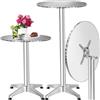 tectake® Tavolo da Bistrot, Alluminio Pieghevole, Altezza Regolabile 70/115cm, Piano in Acciaio Inox Ø 60cm, Resistente agli Agenti Atmosferici, Perfetto per Esterni ed Interni - Alexander