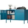 MetaCate lnov Mobile Contenitore in Acciaio a 2 Ante con Ripiano Regolabile e Chiusura Magnetica, Armadio per Ufficio e Casa, Armadio in Acciaio, 40 x 100 x 64 cm, Blu