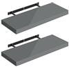 WOLTU Mensola da Muro, Set di 2, Scaffale Sospeso da Parete Libreria Piccola per Soggiorno Cameretta Porta CD DVD, Pannello MDF 60x22,9x3,8cm, Grigio Lucido, RG9478gr-2