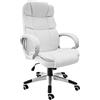 tectake® Poltrona da Ufficio, Sedia scrivania con Poggiatesta e Braccioli, Base con Rotelle, Sedia Ergonomica con Altezza Regolabile, Funzione Basculante, Poltrona Ufficio - Bianco