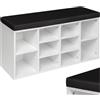 tectake® Scarpiera Ingresso 103,5x48x30 cm, Portascarpe con Cuscino, Panca Scarpiera Salvaspazio, Mobile Ingresso, Contenitore Scarpe, Armadio Scarpe - Bianco/Nero