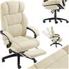 tectake® Sedia Ufficio Ergonomica, Poltrona relax con Poggiapiedi Estraibile, Sedia Gaming per Scrivania Gaming, Imbottitura in Velluto, Altezza Regolabile, Rotazione a 360°, 5 Ruote Doppie - Beige