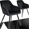 TecTake® Set 2 Sedie Sala da Pranzo Effetto Velluto, Sedie Soggiorno con Morbida Imbottitura, Seduta Ergonomica, Poltrone Velluto Versatili, Sedie Design Moderno - Nero/Nero