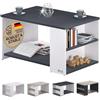 Casaria® Tavolino Divano da Caffè con Ripiano 2 Scomparti 90x60x50cm in Legno Carico Max 50kg Tavolo Basso Soggiorno Salotto